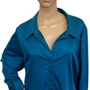 Lane Bryant 22/24 Womens Blouse, Plus Size Long Sleeve Top for Women (Dark Teal)